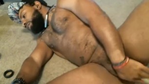Black guy talks dirty while playing with himself on the floor