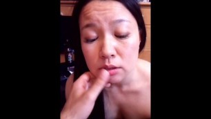 Huge cumshot in Japanese mouth and she swallows it all