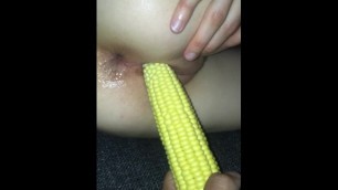 Fucking my friend with a corn on the cob