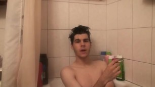 Lucas shows US his feet while in the Tub
