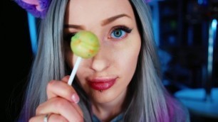 Neko 4K ASMR Lollipop + Gum chewing + Kissing ❤ Nya! Kawaii ^_^