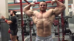 Bodybuilder nice size posing and flexing