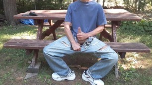Wank's Jeans Edging on Picnic Table #4