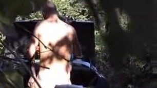 Hubby watches wife fuck a stranger in the woods