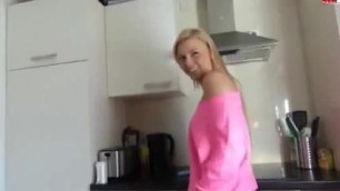 Young german blonde kitchen fuck