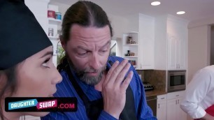 Cooks And Cocks- Dads And Daughters- Giana Gem And Savannah Six