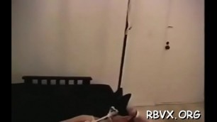 Nasty bitch relishes some real coarse bondage action